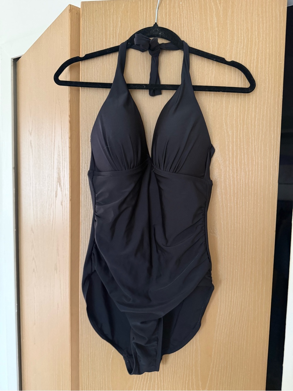 Merona Black Halter One-Piece Swimsuit